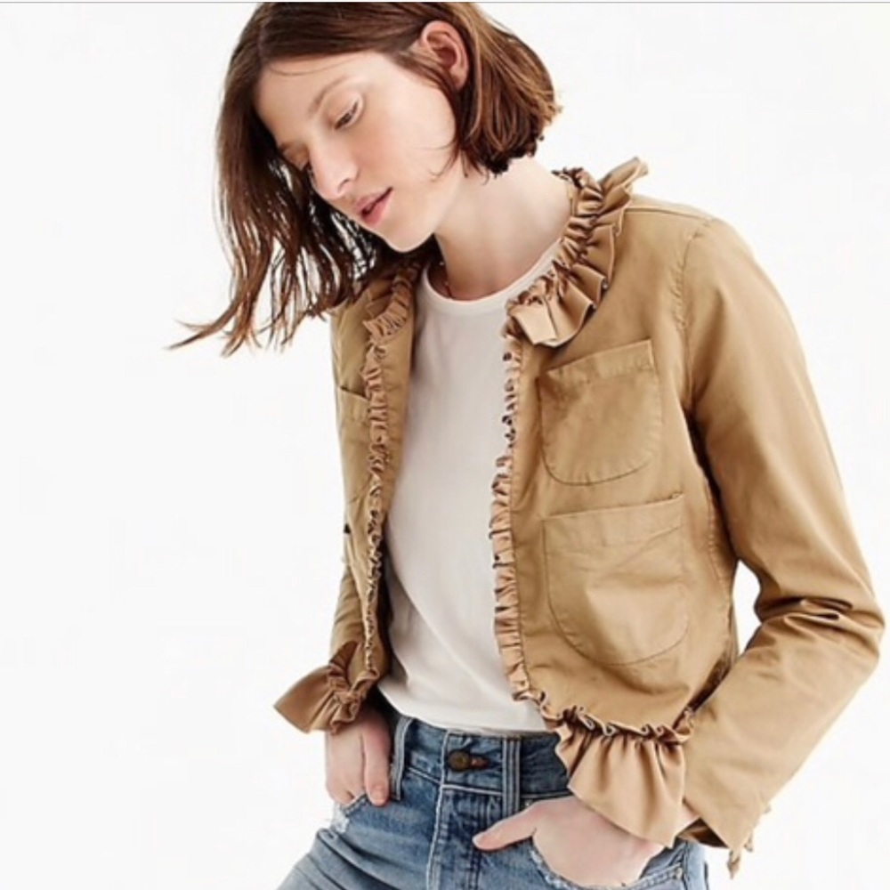 J CREW Ruffle Chino Jacket 00 NWT